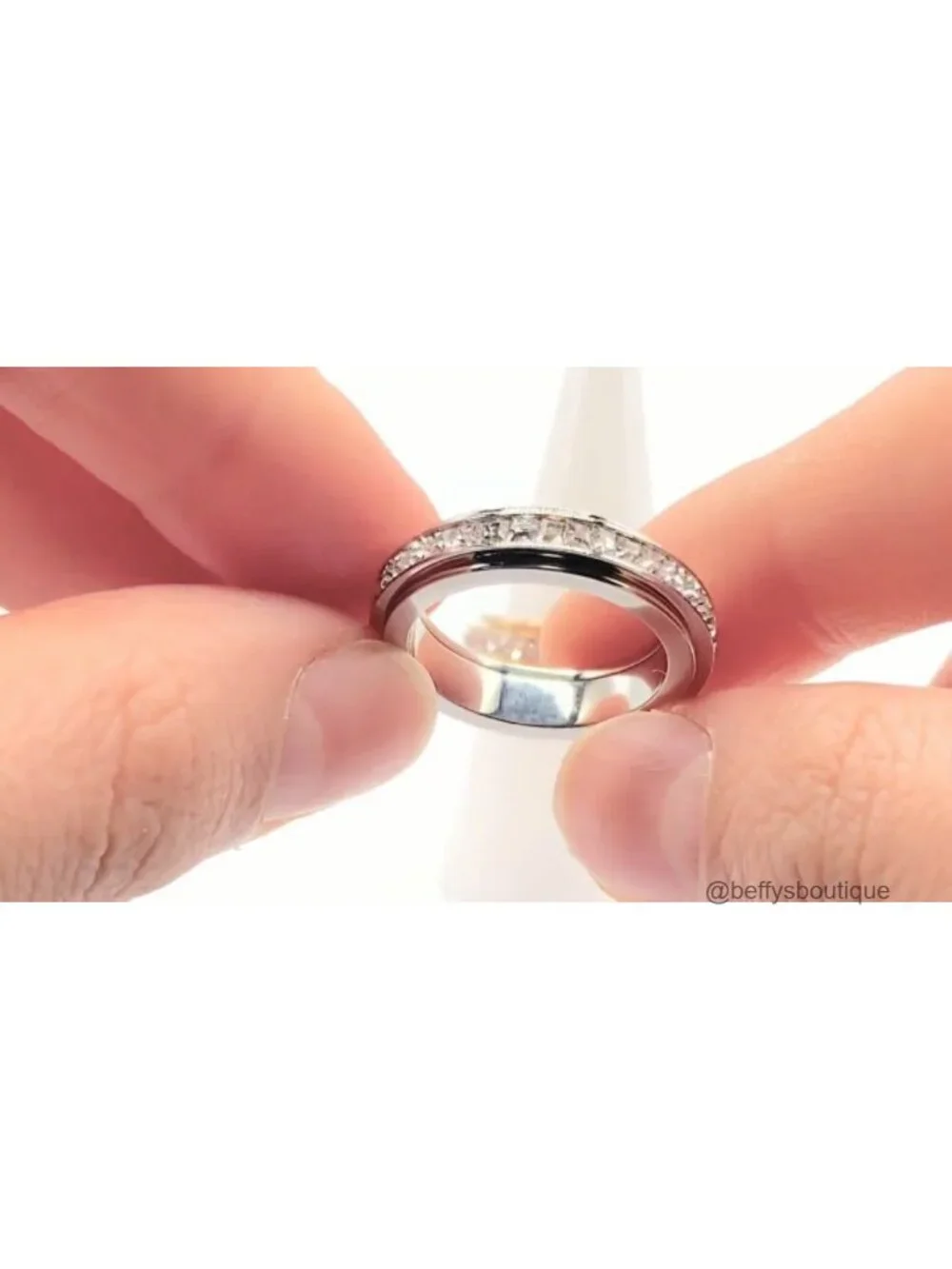 Stainless Steel Spinner Fidget Ring for Women Anxiety Relief Band